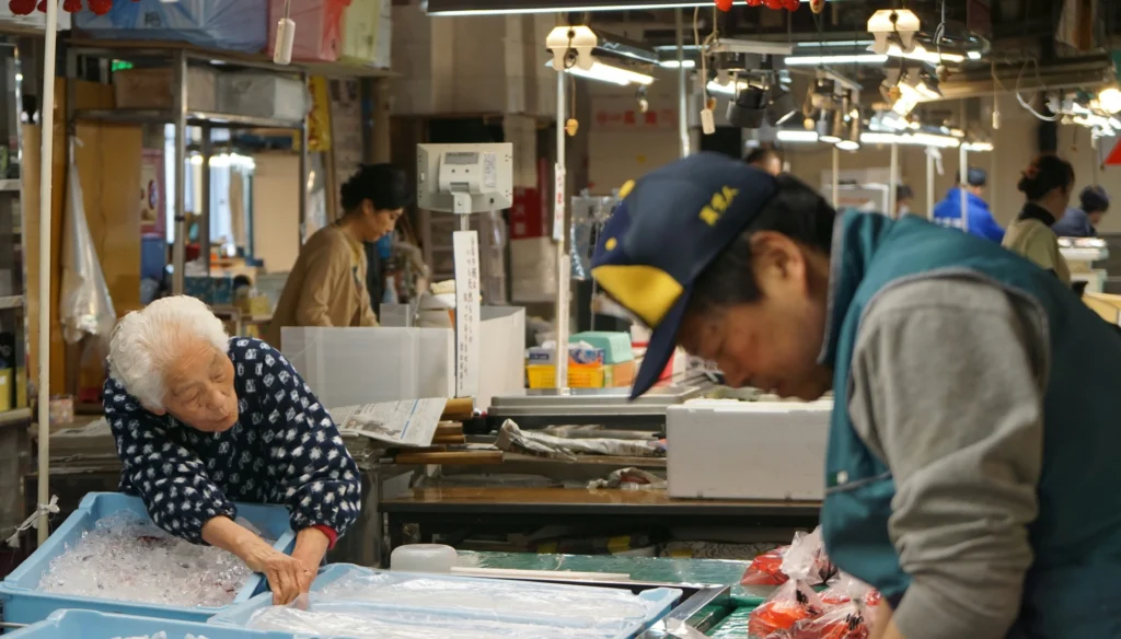 Japanese workers in an apparel manufacturing unit